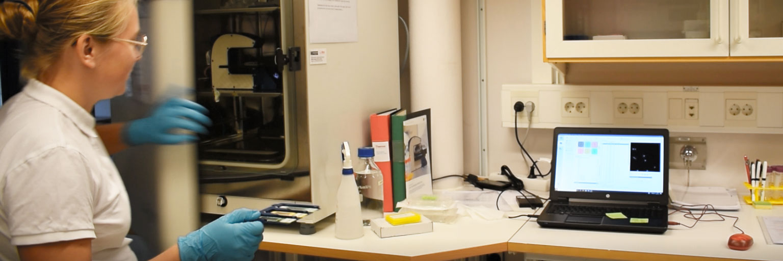 Live cell imaging demonstration - HoloMonitor inside a cell incubator in a cell laboratory